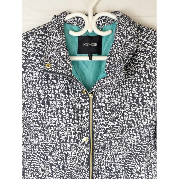 NIC+ZOE Women's L Quilted Zip Vest Black White‎ Pattern - Picture 2 of 8